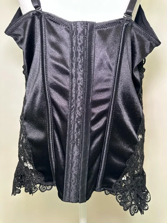Seven ’Til Midnight Black Satin Lace Bustier Corset Top Sexy Goth Romantic 1X/2X - Picture 7 of 14